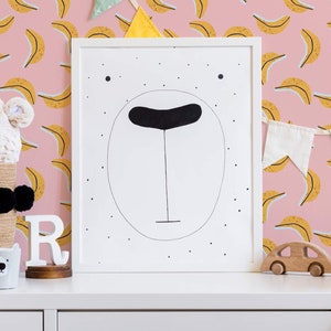 Yellow and pink Banana Peel and Stick wallpaper / Tropical Removable wallpaper / Mid-century wallpaper - Self-adhesive or Traditional