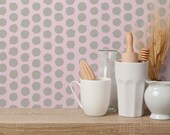 Pink Brushstroke Polka Dot Wallpaper: Eclectic Painted Dot Pattern (Non-Pasted, Pre-Pasted, Peel and Stick, Custom Sizes)