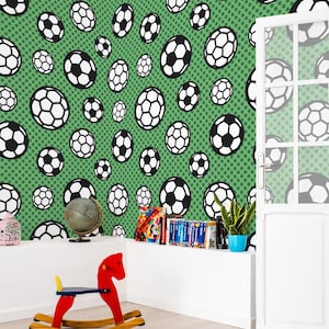 Football Ball Pattern Peel and Stick wallpaper / Soccer Football wall mural / Sports mural print - Removable Self-adhesive or Non-Pasted