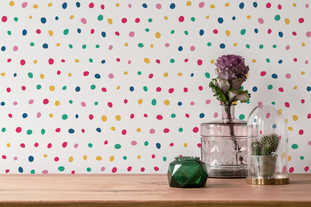 Colorful Polka Dot Removable Wallpaper / Dotted Peel and Stick