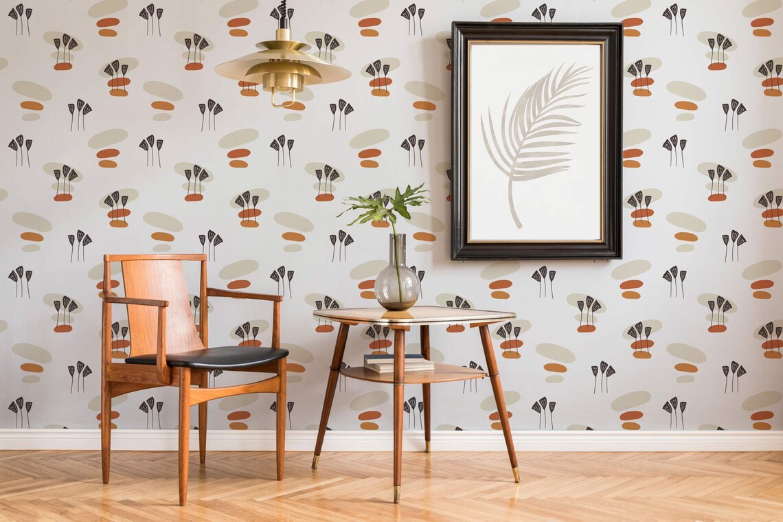 Beige Boho Removable Wallpaper / Self-adhesive Wallpaper With | Etsy