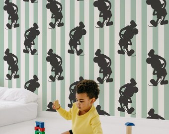 Fun Cartoon wallpaper - Peel and Stick Wallpaper or Non Pasted Wallpaper / Animal Removable wallpaper / Orange self-adhesive wallpaper