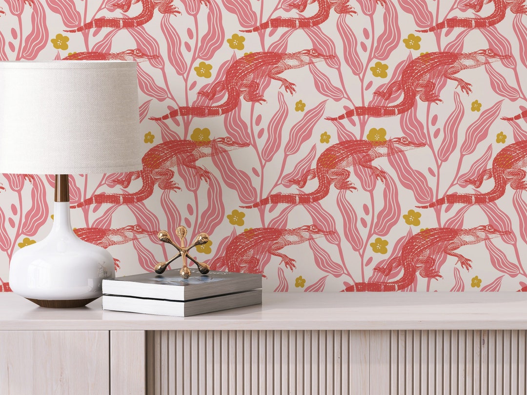 Jungle Crocodile Wallpaper Peel and Stick Wallpaper or Non Pasted