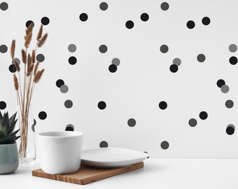 Black and gray Dotted Peel and Stick wallpaper / Polka dot Removable wallpaper / Black and gray wallpaper - Self-adhesive or Traditional