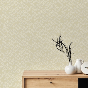 Yellow Stripe Peel and Stick wallpaper / Minimalist Removable wallpaper / Brush stroke wallpaper - Self-adhesive or Traditional
