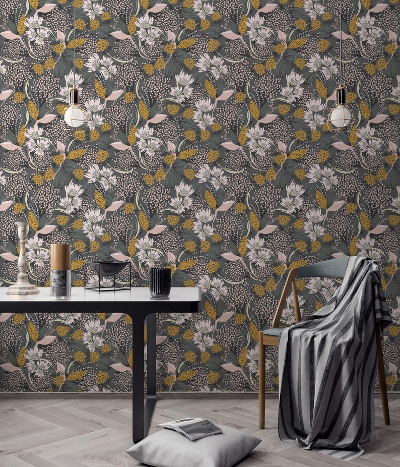 Floral Peel and Stick Wallpaper / Bold Removable Wallpaper / Etsy