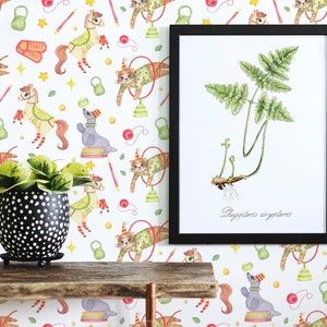 Circus Peel and Stick wallpaper / Animals Removable wallpaper / Red wallpaper - Self-adhesive or Traditional