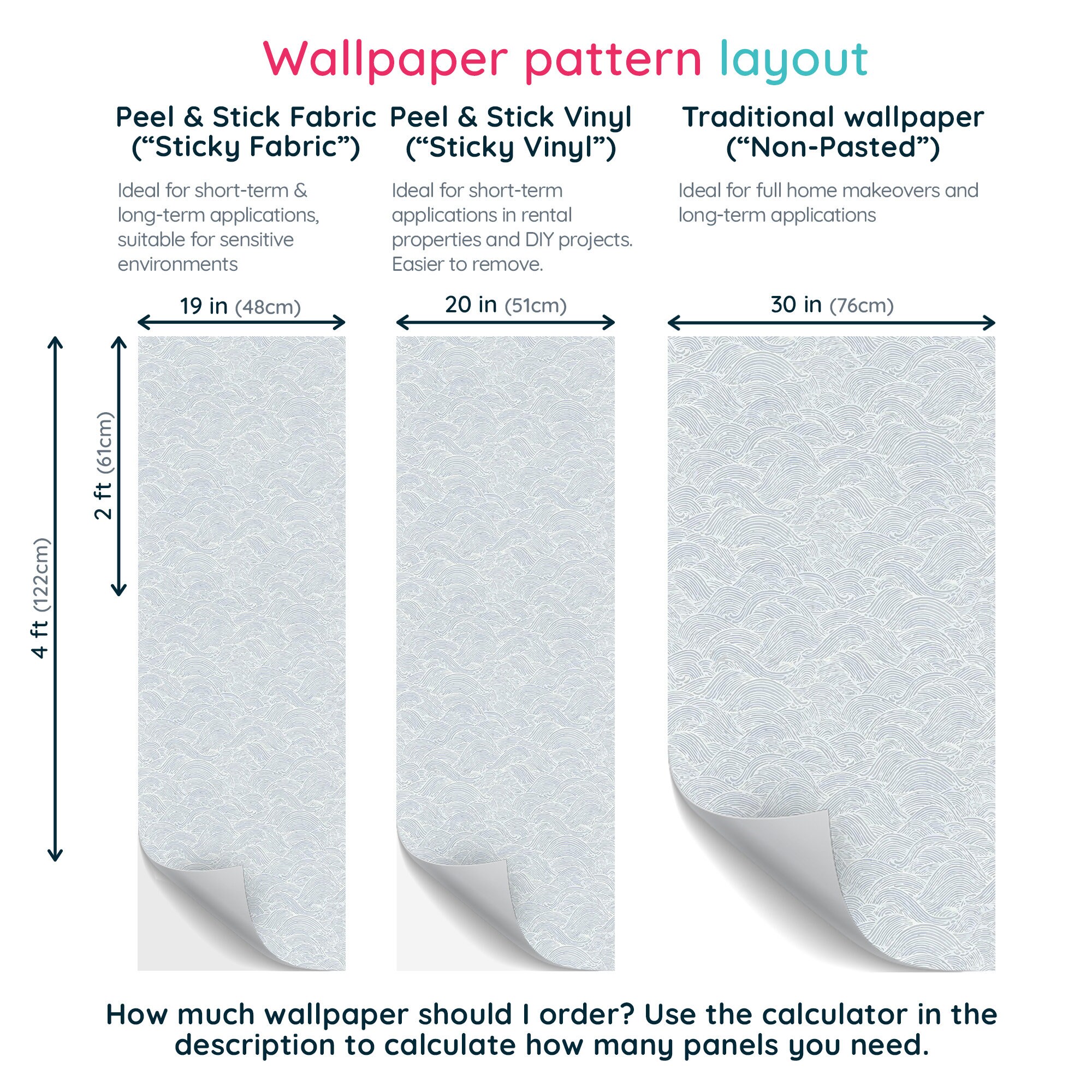 Seamless Waves Peel and Stick Wallpaper / Wave Pattern - Etsy Canada