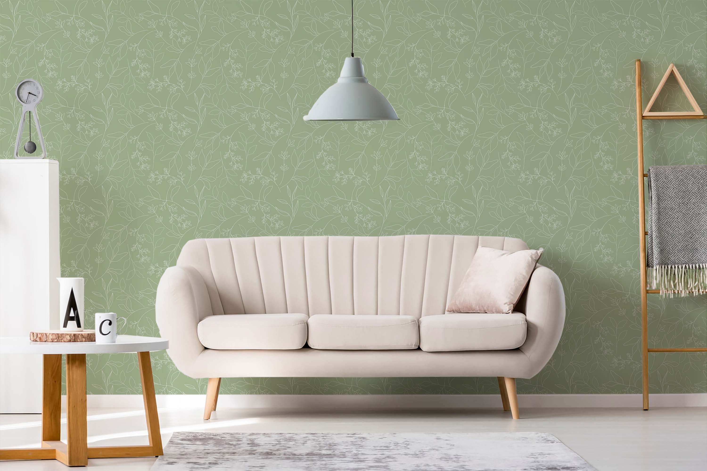 Sage Green Leaf Peel and Stick Wallpaper / Floral Removable - Etsy
