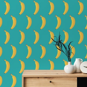 Yellow Banana Peel and Stick wallpaper / Banana Removable wallpaper / Yellow wallpaper - Self-adhesive or Traditional