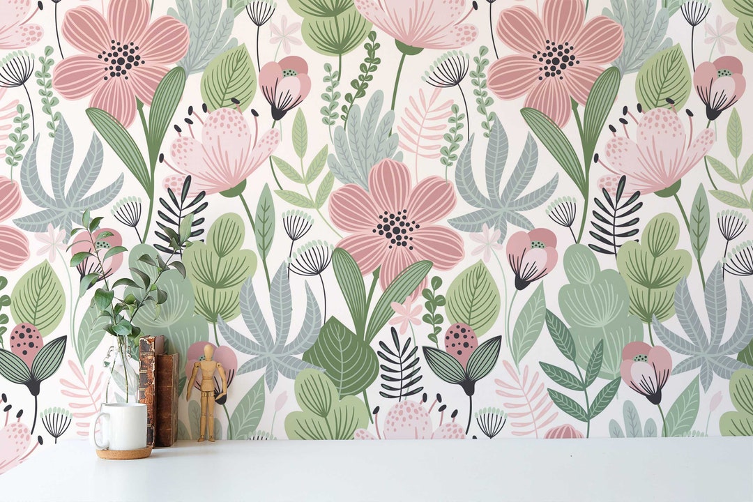 Pastel Spring Wallpaper Peel and Stick Wallpaper or Non Pasted
