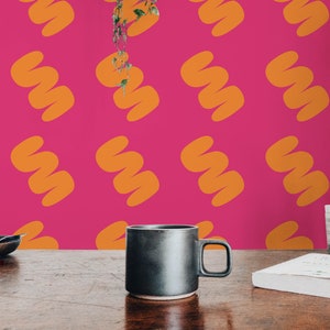 Pink and orange Bold Peel and Stick wallpaper / Bright Removable wallpaper / Pink and orange wallpaper - Self-adhesive or Traditional