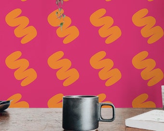 Pink and orange Bold Peel and Stick wallpaper / Bright Removable wallpaper / Pink and orange wallpaper - Self-adhesive or Traditional