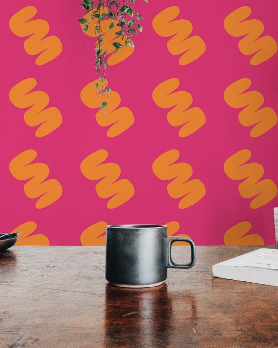 Pink and Orange Bold Peel and Stick Wallpaper / Bright - Etsy