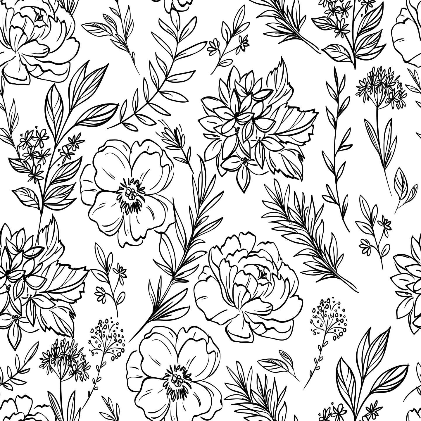 Black and White Flower Peel and Stick Wallpaper / Garden Etsy