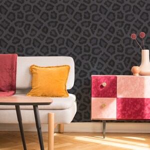 Black Leopard Pattern Peel and Stick Wallpaper / Animal Print Removable ...
