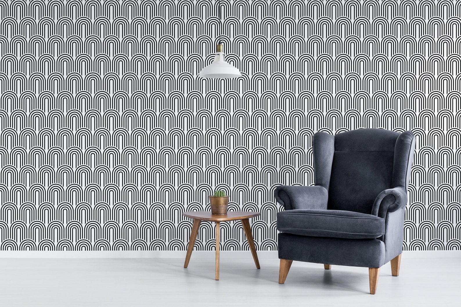Black and White Retro Removable Wallpaper / Art Deco Peel and Stick