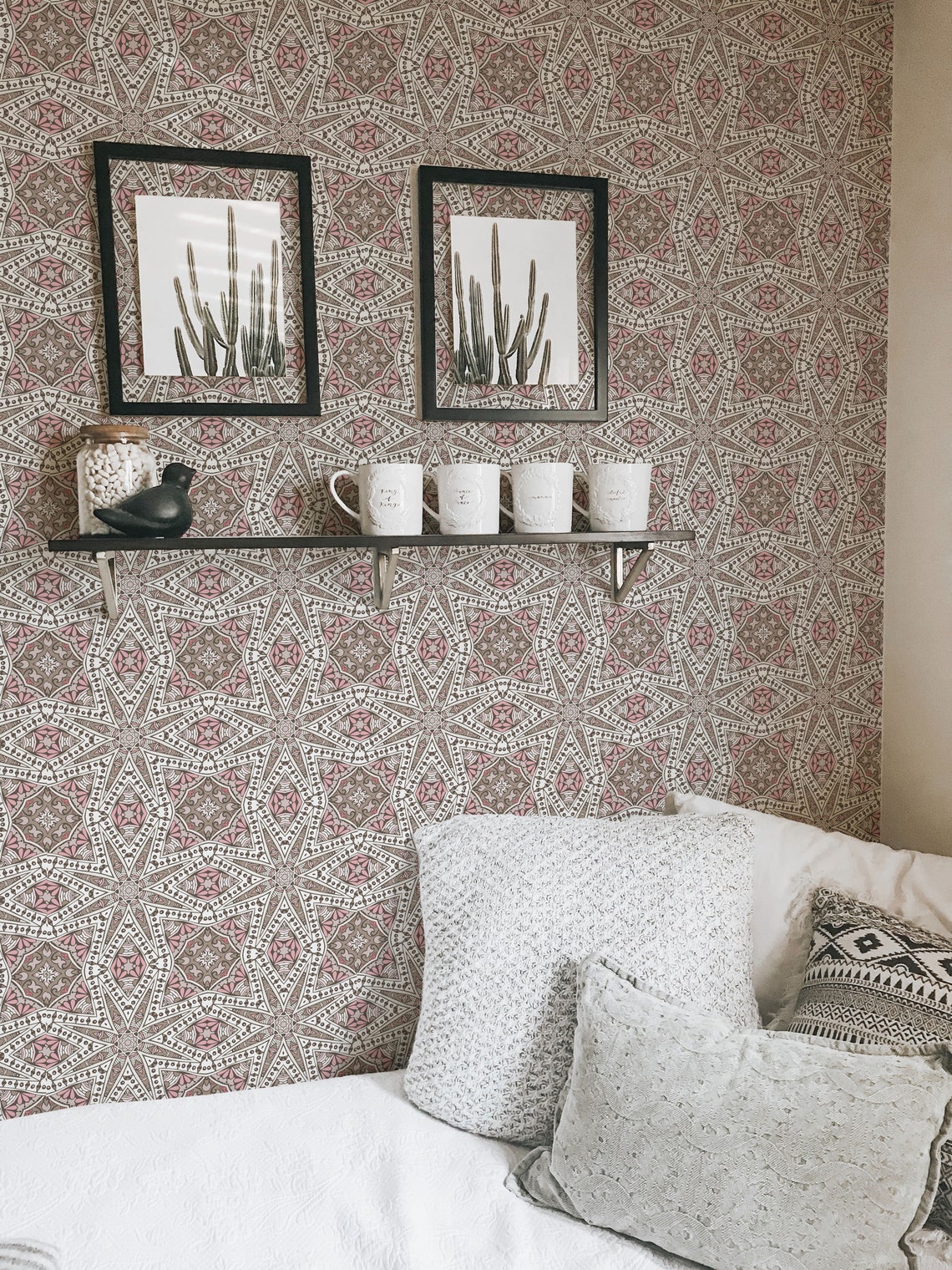 Oriental Geometric Peel and Stick Wallpaper / Oriental Stick Etsy