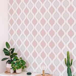 Pink and gray abstract peel and stick wallpaper / abstract | Etsy