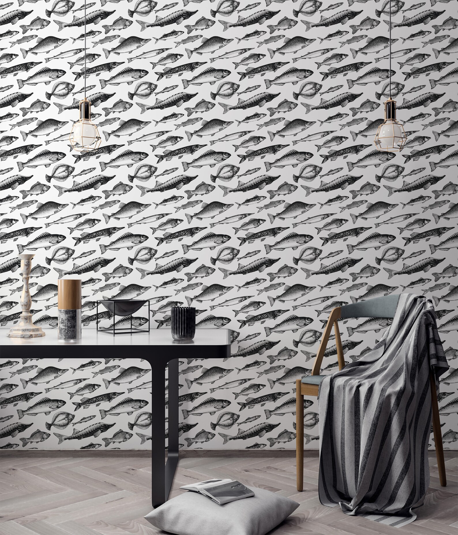 Fish Wallpaper Peel and Stick / Custom Color Removable Wallpaper With ...