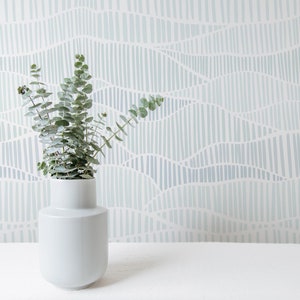 Line art Peel and Stick wallpaper / Coastal Removable wallpaper / Blue and white wallpaper - Self-adhesive or Traditional