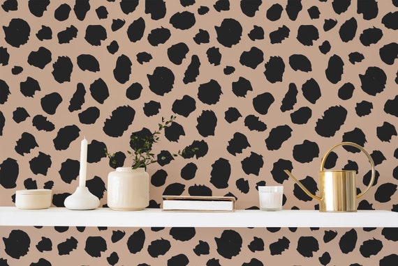 Beige Cheetah Print Peel and Stick Wallpaper / Aesthetic -  Hong Kong