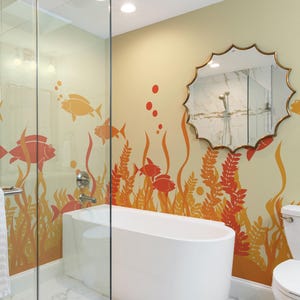 Underwater Fish peel and stick wallpaper / Vibrant Ocean wall mural / Tropical Aquarium mural print - Removable Self-adhesive or Non-Pasted