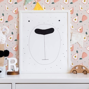 Pear Peel and Stick wallpaper / Fruit Removable wallpaper / Colorful wallpaper - Self-adhesive or Traditional