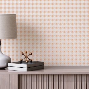 Criss Cross Peel and Stick wallpaper / Geometric Removable wallpaper / Peach color wallpaper - Self-adhesive or Traditional