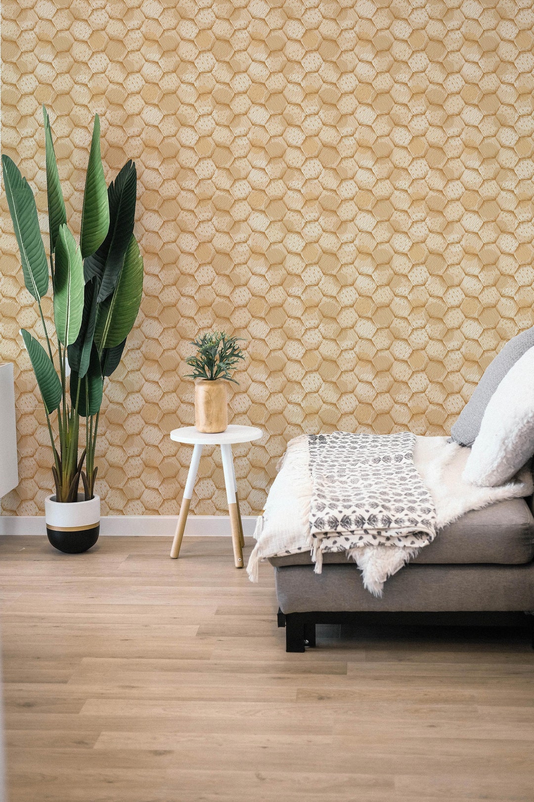 Peel and Stick Wallpaper / Hexagon Removable Etsy