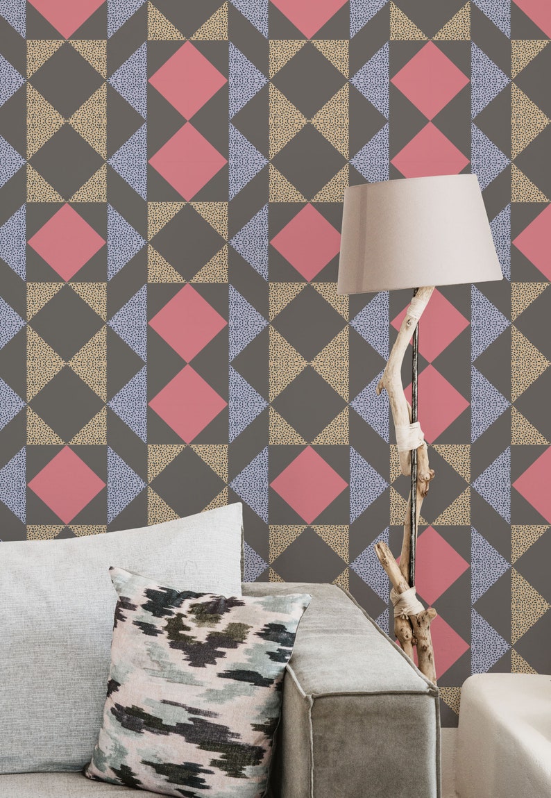 Colorful Geometric Removable Wallpaper / Selfadhesive Etsy