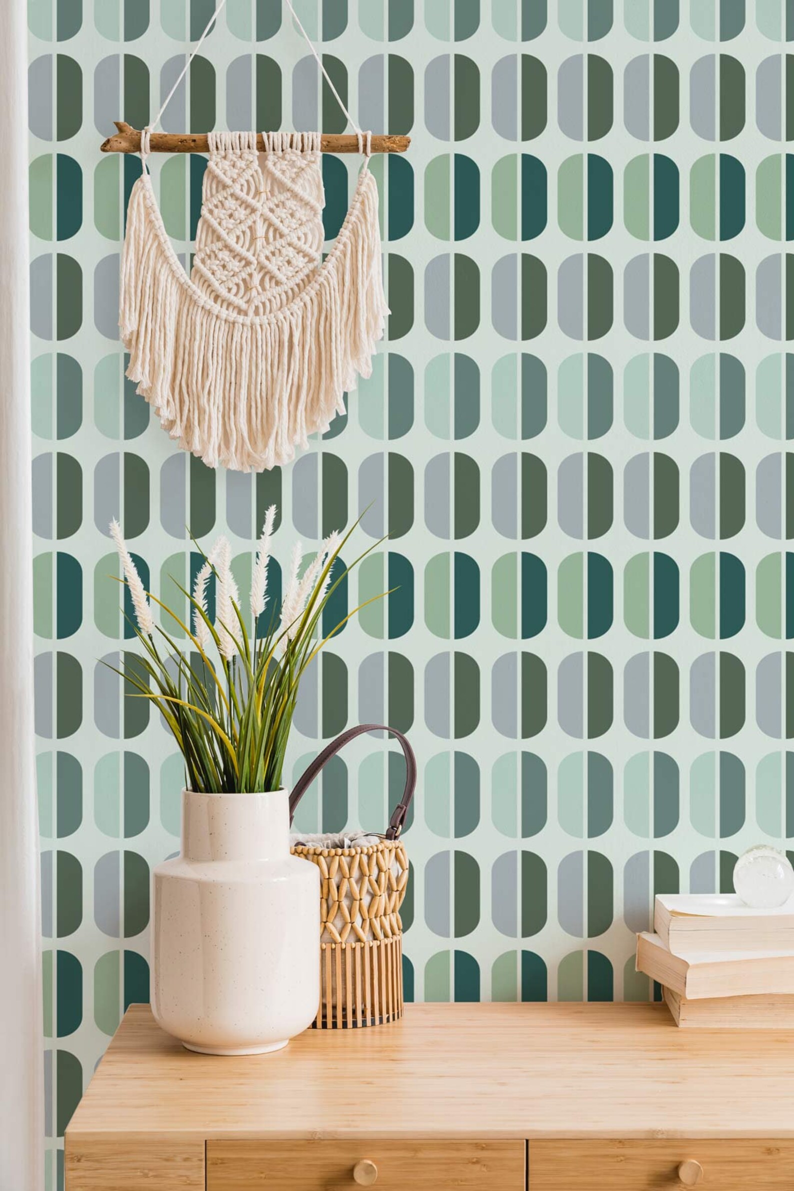 Green Retro Removable Wallpaper / Self-adhesive or Traditional - Etsy