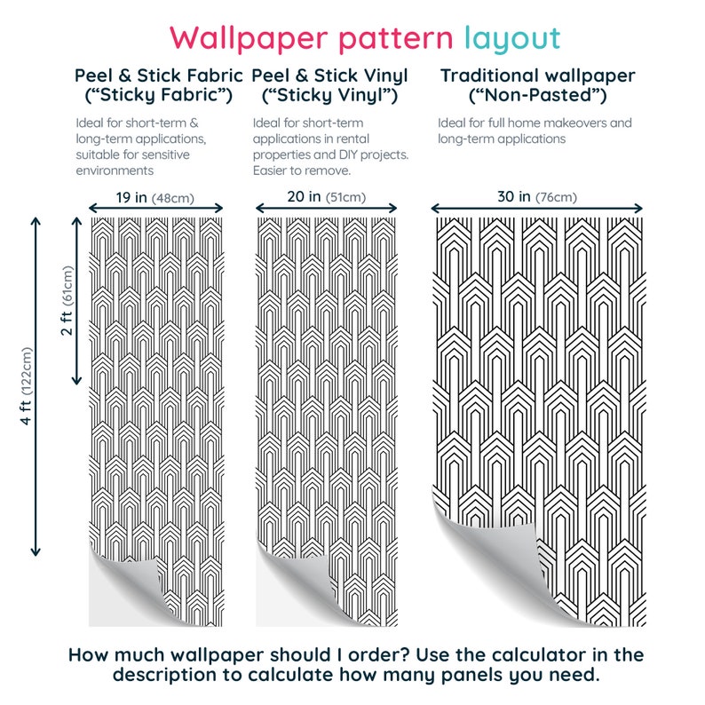 Black and White Art Deco Peel and Stick Wallpaper / Geometric Etsy UK