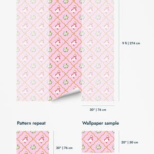 Pink Goose Wallpaper | Floral Bird Peel and Stick Removable Fabric or ...