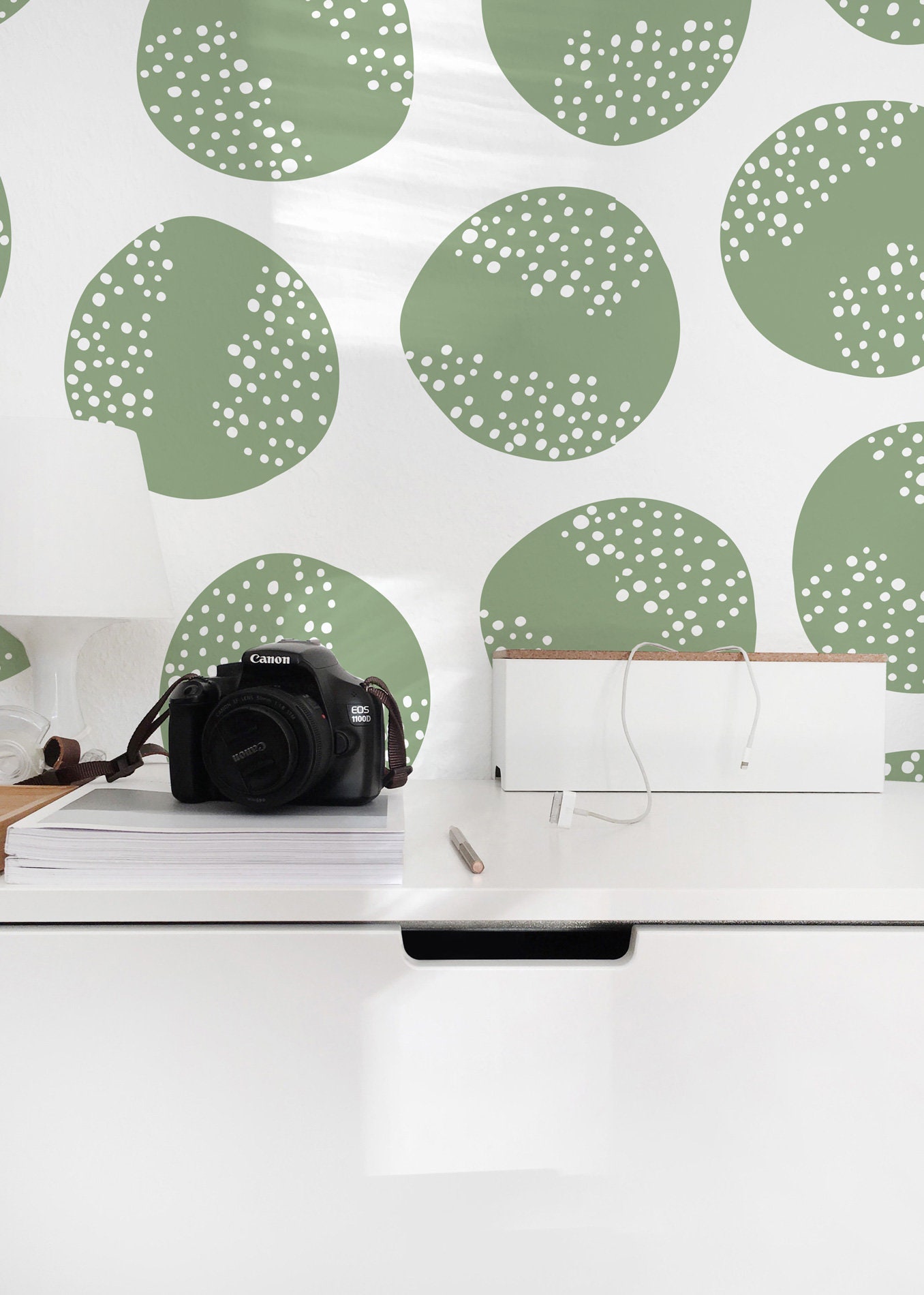 Green Circle Peel and Stick wallpaper / Scandi Removable Etsy.de