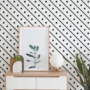 Diagonal Line Peel and Stick wallpaper / Striped Removable wallpaper / Dotted wallpaper - Self-adhesive or Traditional