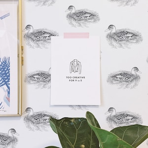 Realistic Ducks Peel and Stick wallpaper / Ducks Removable wallpaper / Black wallpaper - Self-adhesive or Traditional