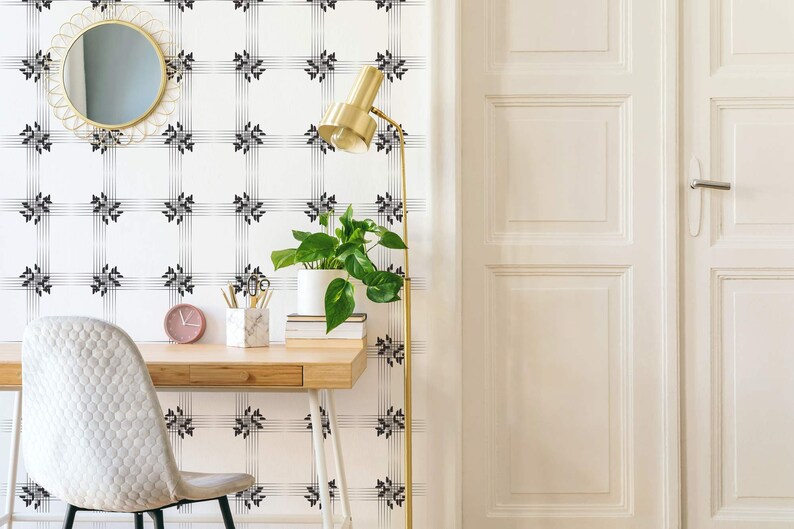 Gingham Peel and Stick Wallpaper / Black and White Gingham Etsy