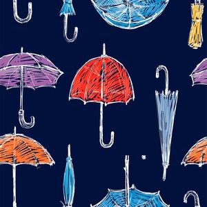 Colorful Umbrella Peel and Stick wallpaper / Rain Removable wallpaper / Colorful wallpaper - Self-adhesive or Traditional image 2
