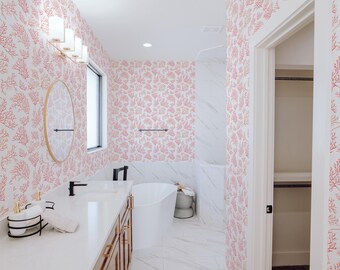 Red Coral Wallpaper: Coastal Marine Design (Non-Pasted, Pre-Pasted, Peel and Stick, Custom Sizes)