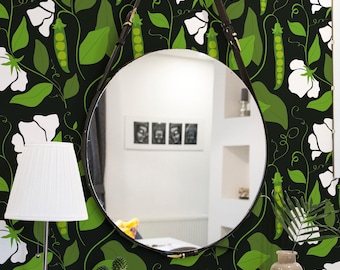 Green Pea Pod Wallpaper: Biophilic Botanical Design (Non-Pasted, Pre-Pasted, Peel and Stick, Custom Sizes)