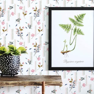 Pink Floral Peel and Stick wallpaper / Scandi Removable wallpaper / Colorful wallpaper - Self-adhesive or Traditional