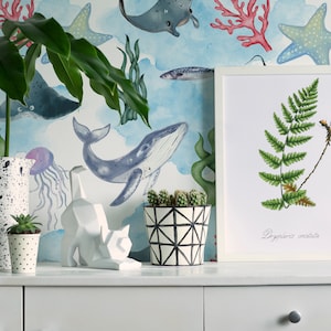 Ocean world Peel and Stick wallpaper / World Removable wallpaper / Blue wallpaper - Self-adhesive or Traditional