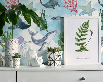 Ocean world Peel and Stick wallpaper / World Removable wallpaper / Blue wallpaper - Self-adhesive or Traditional