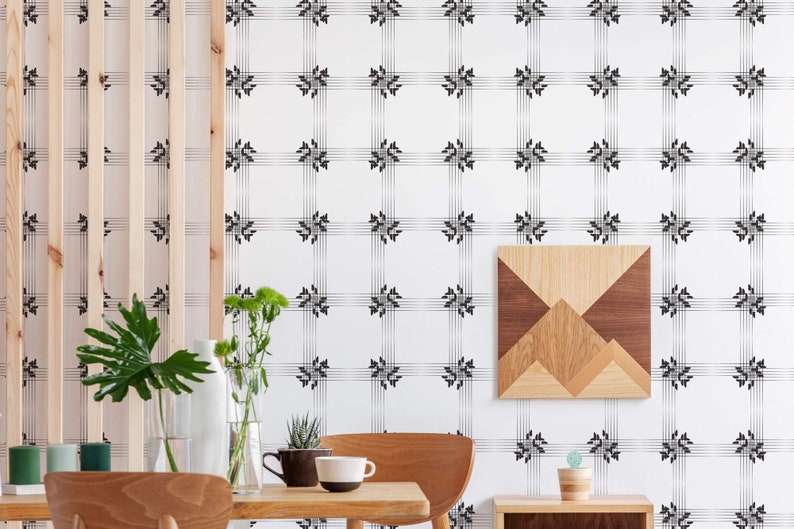 Gingham Peel and Stick Wallpaper / Black and White Gingham Etsy