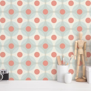 Retro Geometric Removable wallpaper / Self-adhesive or Traditional wallpaper with retro pattern / Mid-century Peel and Stick wallpaper