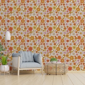 Colorful Floral Peel and Stick Wallpaper, design by Fancy Walls