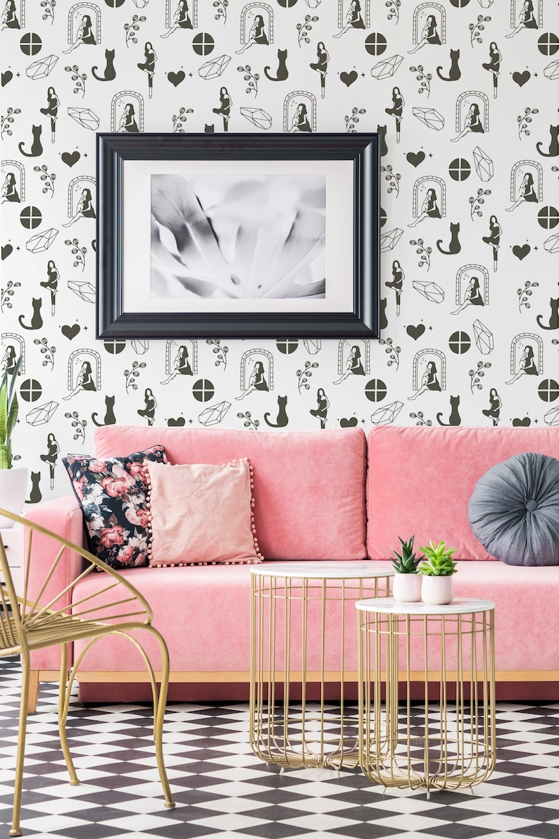 Girly Peel and Stick Wallpaper / Illustration Removable - Etsy