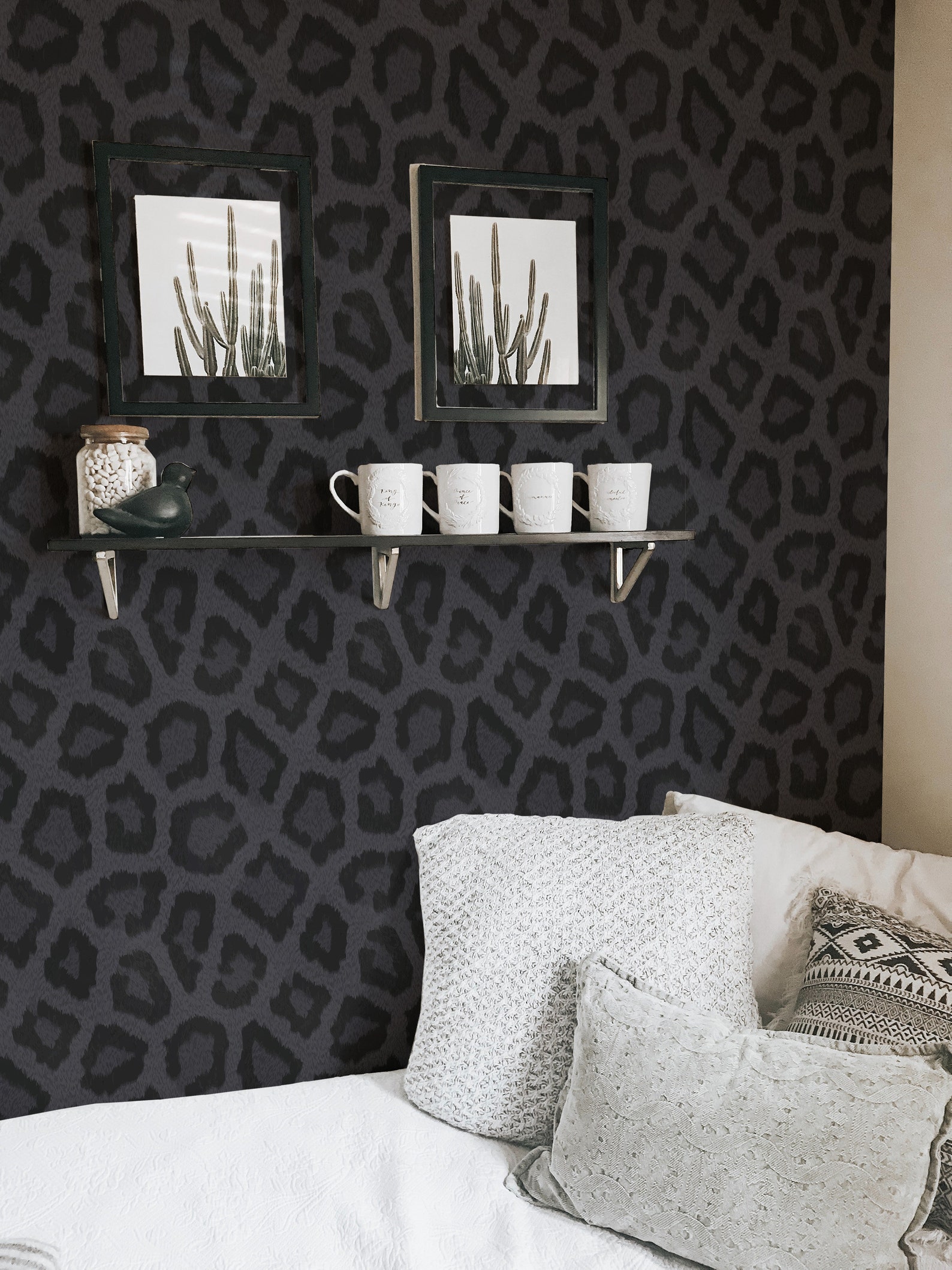 Black Leopard Pattern Peel and Stick Wallpaper / Animal Print Removable ...