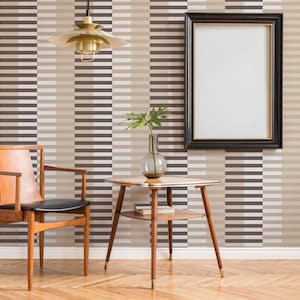 Beige and brown Striped Peel and Stick wallpaper / Stripe Removable wallpaper / Striped wallpaper - Self-adhesive or Traditional